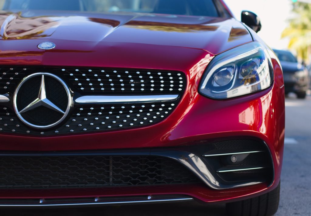Red pre-owned mercedes benz